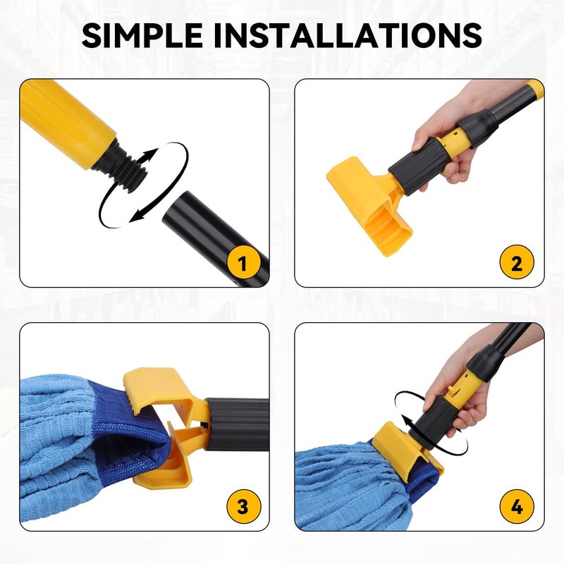 BeiLan Mop Handle Commercial Heavy Duty - 57 Inch Industrial Metal Mop Stick with Jaw Clamp Replacement for Floor Cleaning - Professional Gripper Mops Head Replacement Holder - Image 3